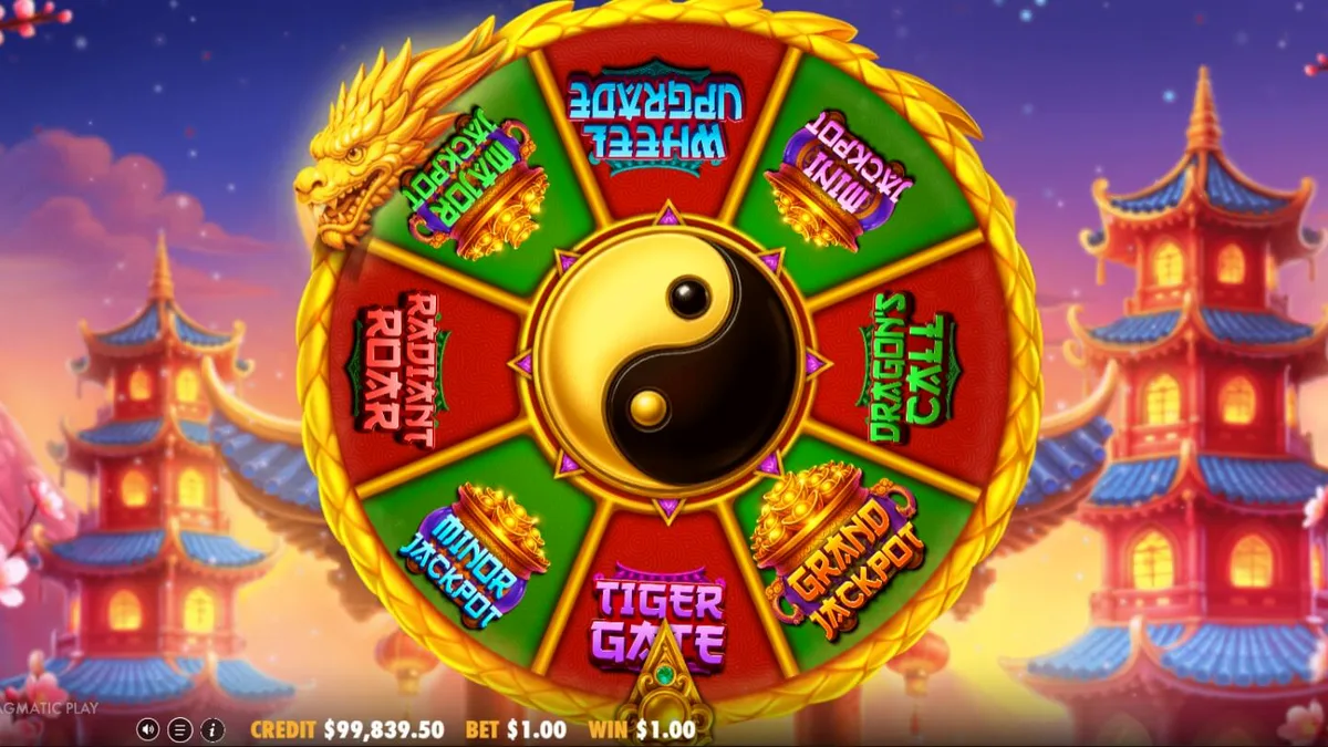 Tampilan visual slot Dragon Tiger Fortunes dengan nuansa Asia yang kental