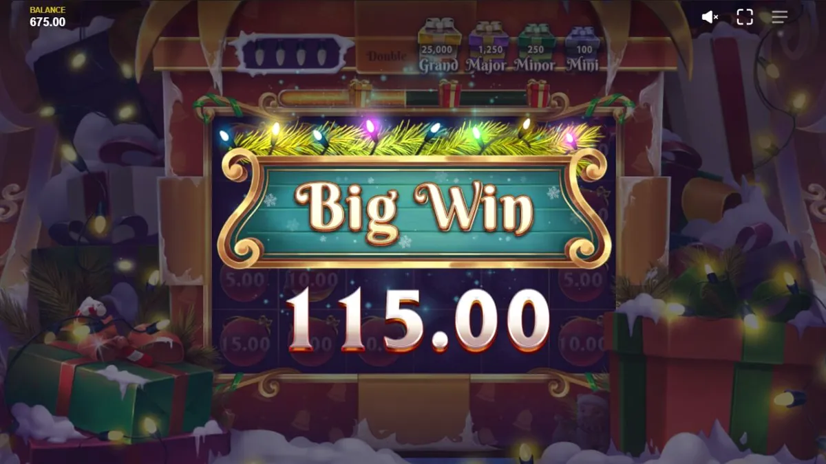 Tampilan visual slot Jingle Bells Bonanza 2 dengan tema Natal yang meriah
